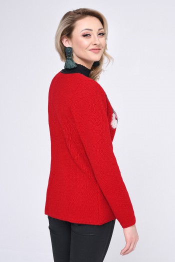 WOMENS KNIT SWEATER, RED